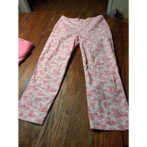 Size 12 Gap Factory Pink White Floral Cropped Ankle Capri Casual Pants